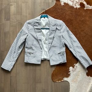 Gray and white vertical stripped blazer. Small